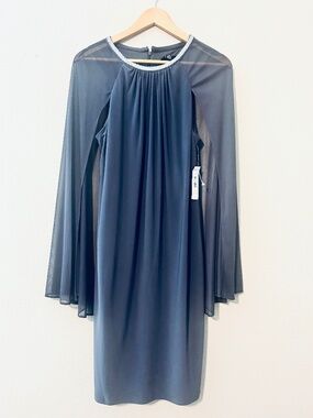 R&M Richards Dress/Size 12/Gray/Embroidered Neck
